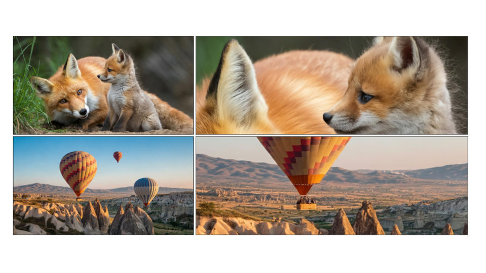 Images IA créées avec le modèle Imagen 3 de Google. Renards et ballons.