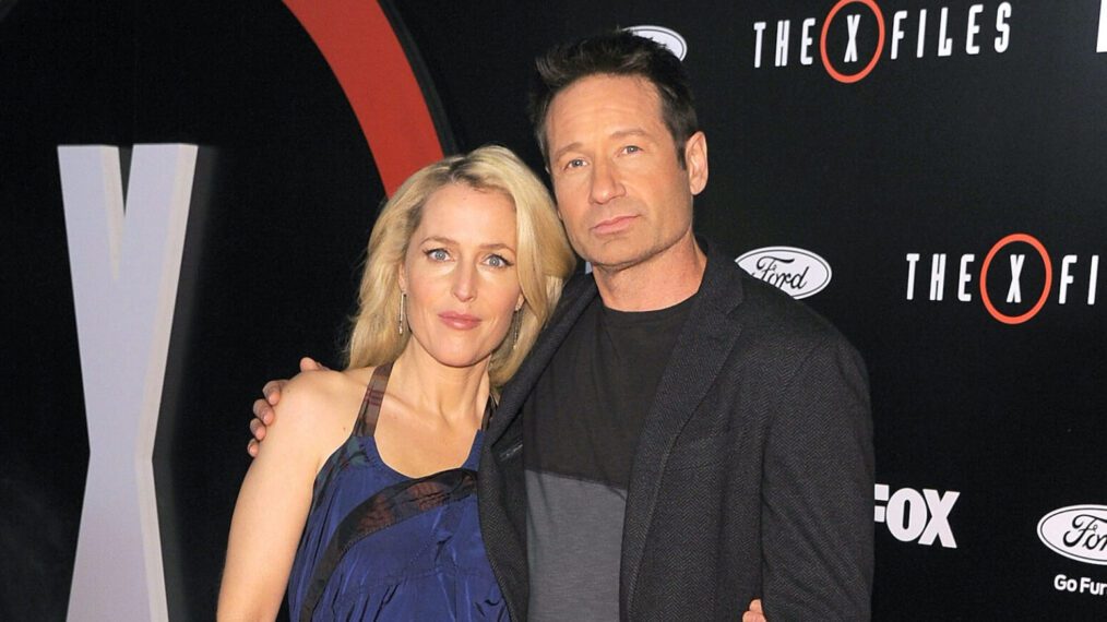 Actress Gillian Anderson and actor David Duchovny attend the premiere of Fox