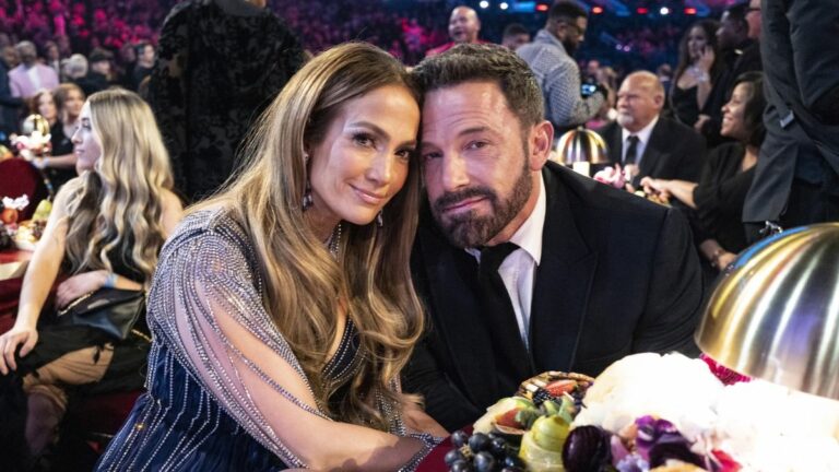 LOS ANGELES, CALIFORNIA - FEBRUARY 05: Jennifer Lopez and Ben Affleck seen during the 65th GRAMMY Awards at Crypto.com Arena on February 05, 2023 in Los Angeles, California