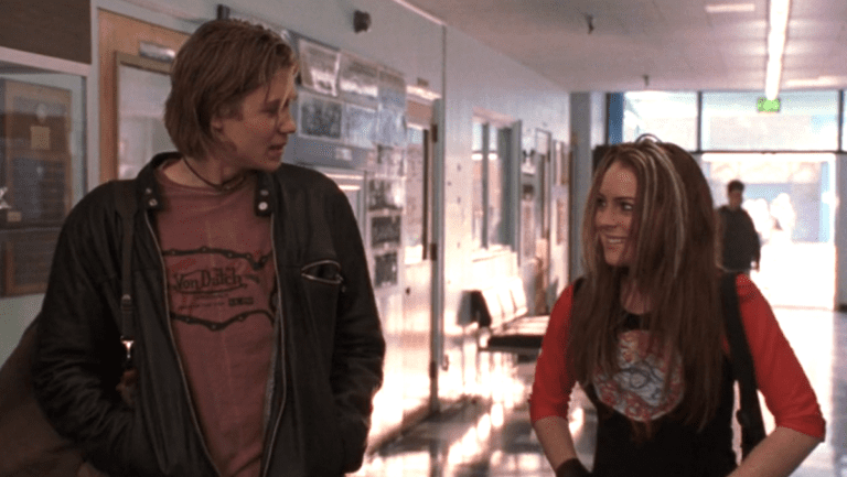 Chad Michael Murray and Lindsay Lohan walking together in Freaky Friday