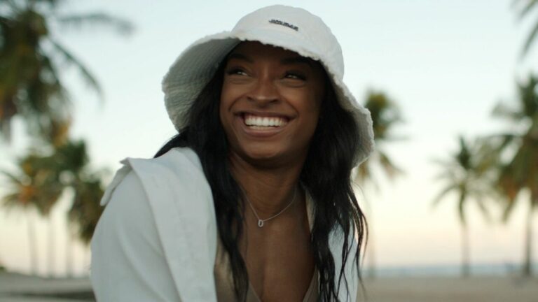 Simone Biles smiling during her Netflix documentary