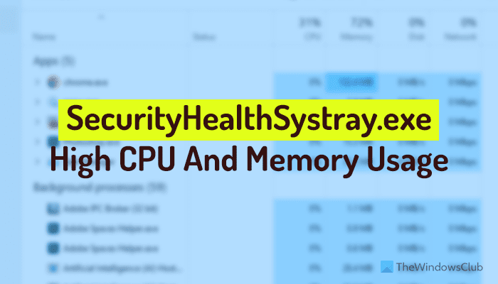 SecurityHealthSystray.exe utilise le processeur, la mémoire et le disque de manière élevée [Fix]