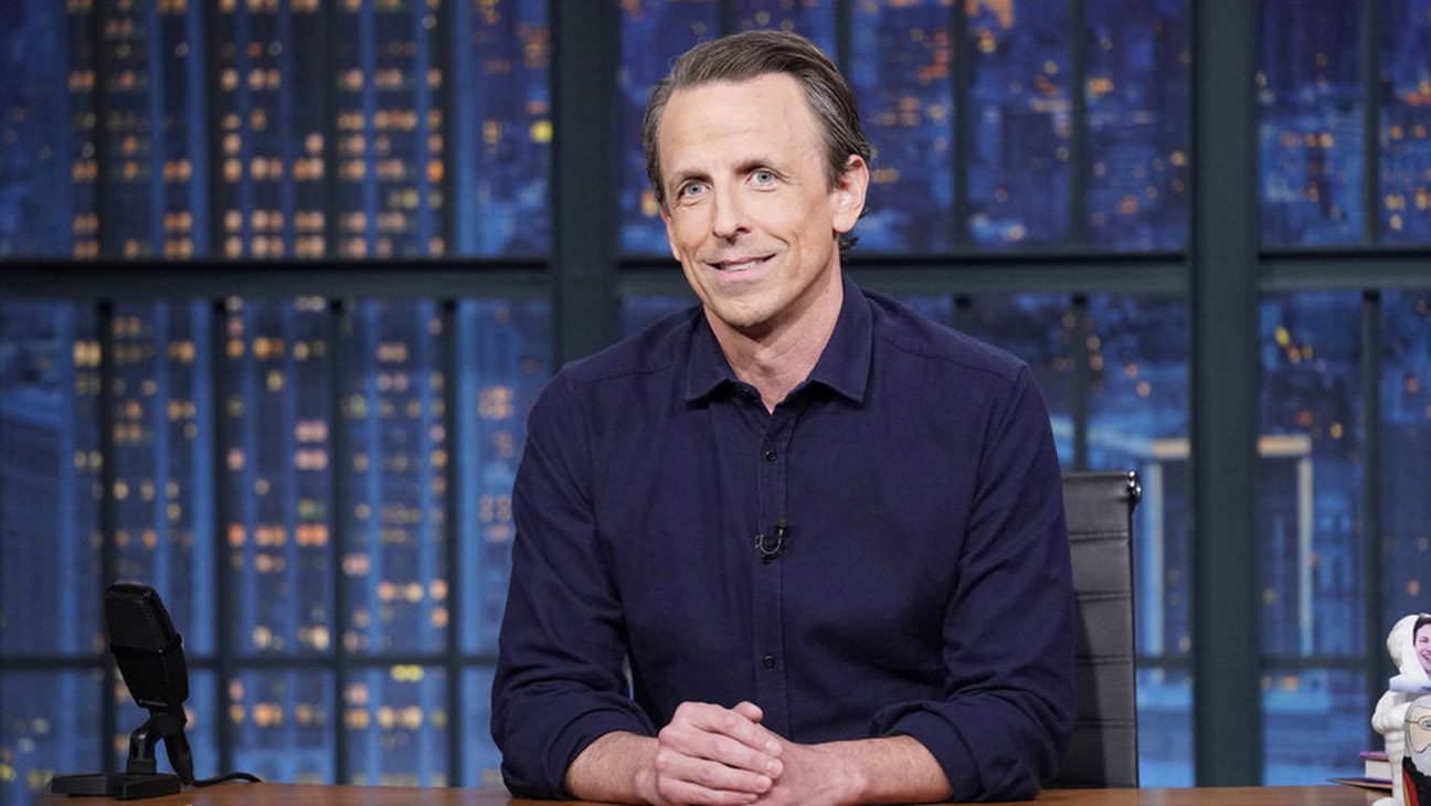 Late Night with Seth Meyers Episode 1519 Host Seth Meyers during the monologue on May 9, 2024