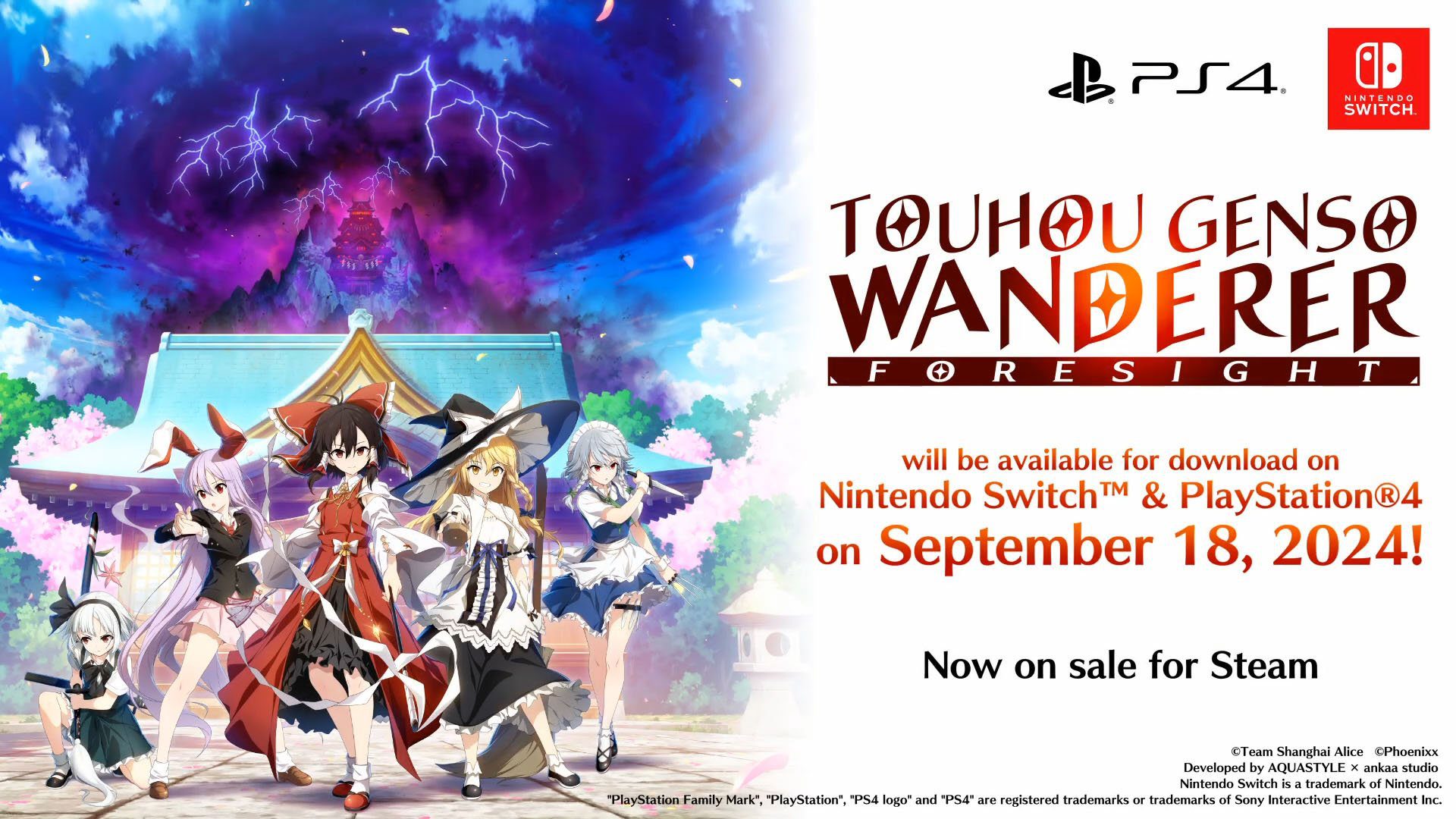 Touhou Genso Wanderer: FORESIGHT arrive sur PS4 et Switch le 18 septembre    
