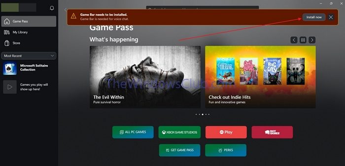 Installer la Xbox Gamebar depuis l'application Xbox