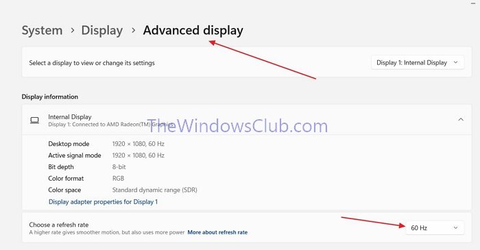 Modifier le taux de rafraîchissement sous Windows