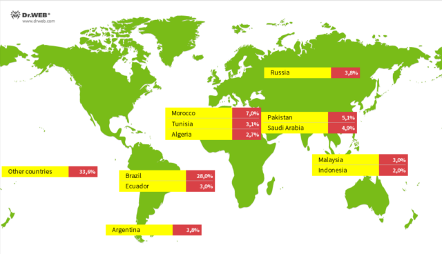 Une carte du monde répertoriant le nombre d’infections détectées dans différents pays.