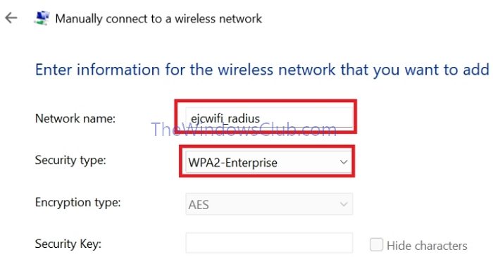 Configuration Wifi Entrez les détails du réseau