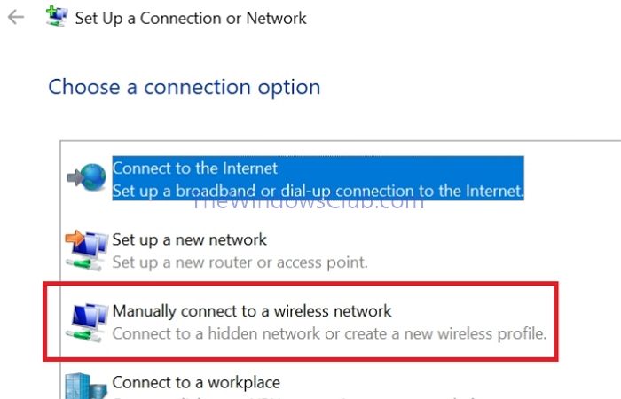 Configuration Wifi Connecter manuellement l'option réseau