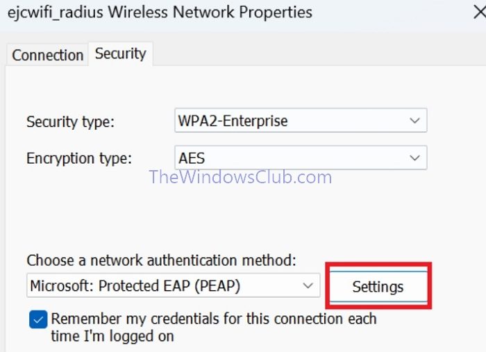 Configuration Wifi Modifier les paramètres d'authentification réseau