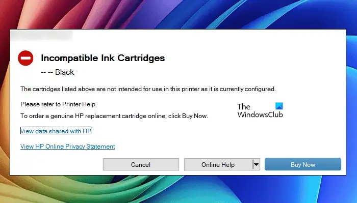 Erreur de cartouche d’encre incompatible ou manquante sur un PC Windows [Fix]