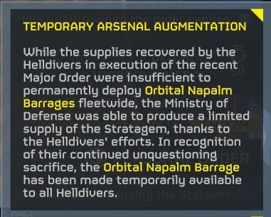 L'annonce de l'augmentation temporaire de l'arsenal dans Helldivers 2