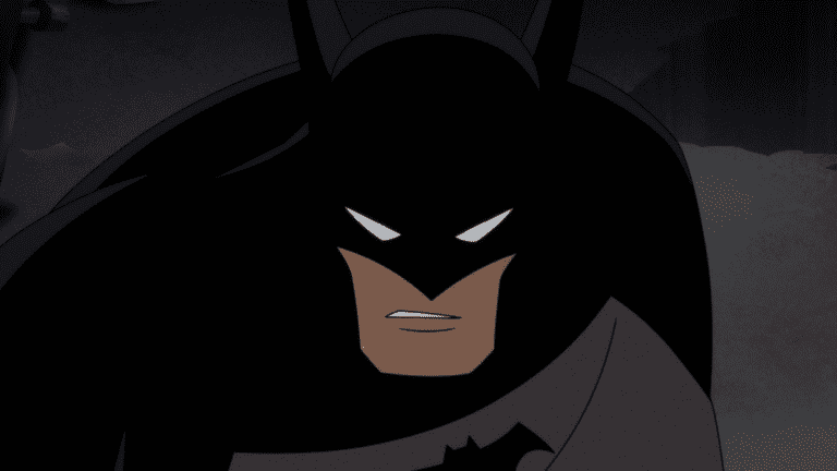 Close-up of Batman's face in Batman: Caped Crusader