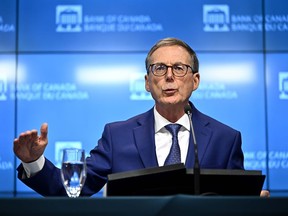 Le gouverneur de la Banque du Canada, Tiff Macklem, participe à une conférence de presse sur l'annonce du taux d'intérêt de la banque, à Ottawa, le mercredi 4 septembre 2024. Les économistes prévoient que le taux d'inflation au Canada a chuté à son plus bas niveau depuis mars 2021 avant la publication de l'indice des prix à la consommation de Statistique Canada pour août. LA PRESSE CANADIENNE/Justin Tang