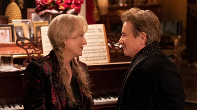 Martin Short as Oliver and Meryl Streep as Loretta in Only Murders in the Building