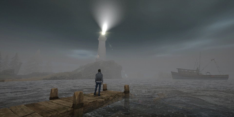 Becrown regardant le phare dans le brouillard