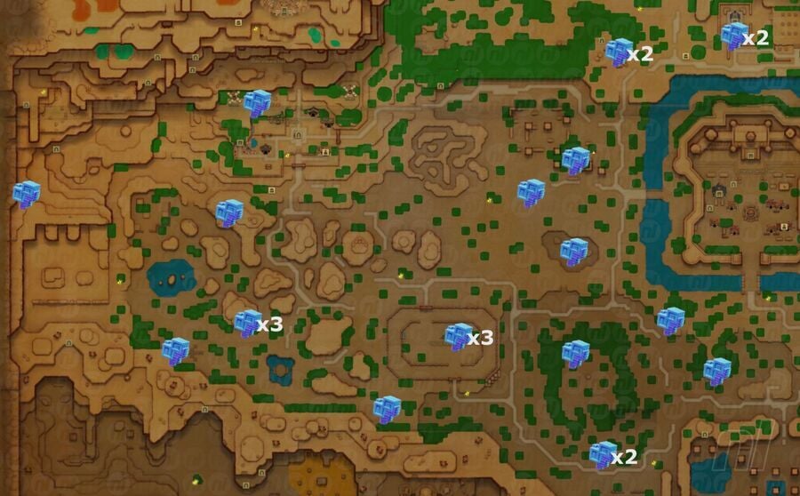 Carte des cristaux de puissance du champ d'Hyrule