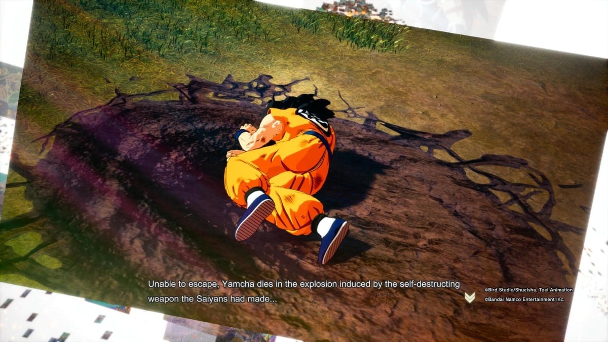 Yamcha meurt face à un Saibaman dans Dragon Ball : Sparking ! Zéro