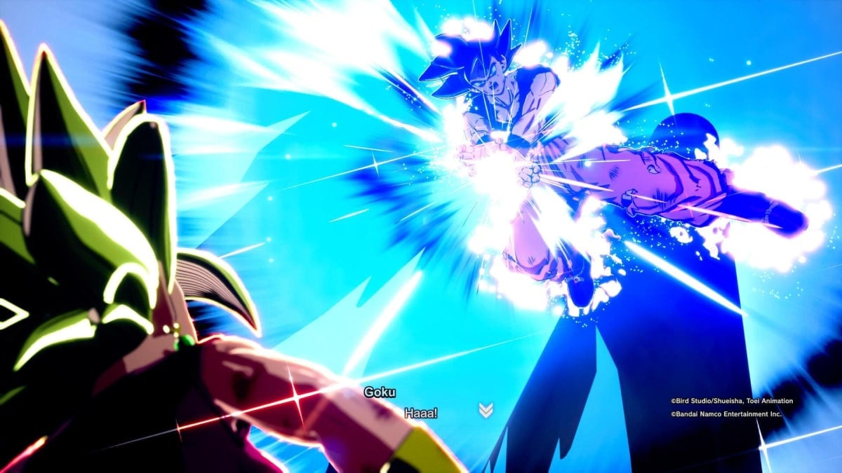 Goku lance un Kamehameha sur Kefla dans Dragon Ball : Sparking ! Zéro