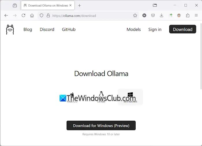 Téléchargez Ollama sur Windows