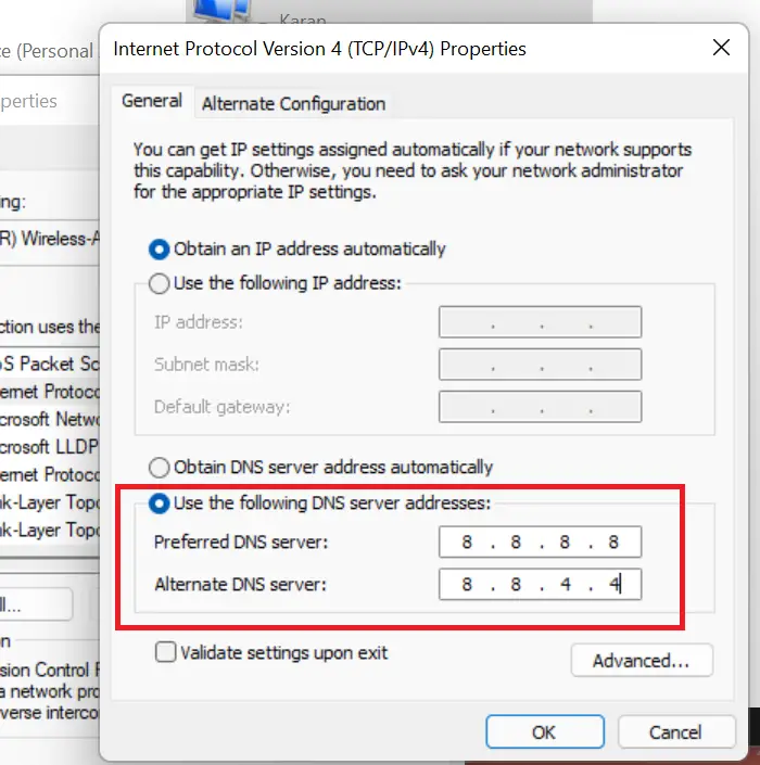 Passage aux serveurs Google DNS publics