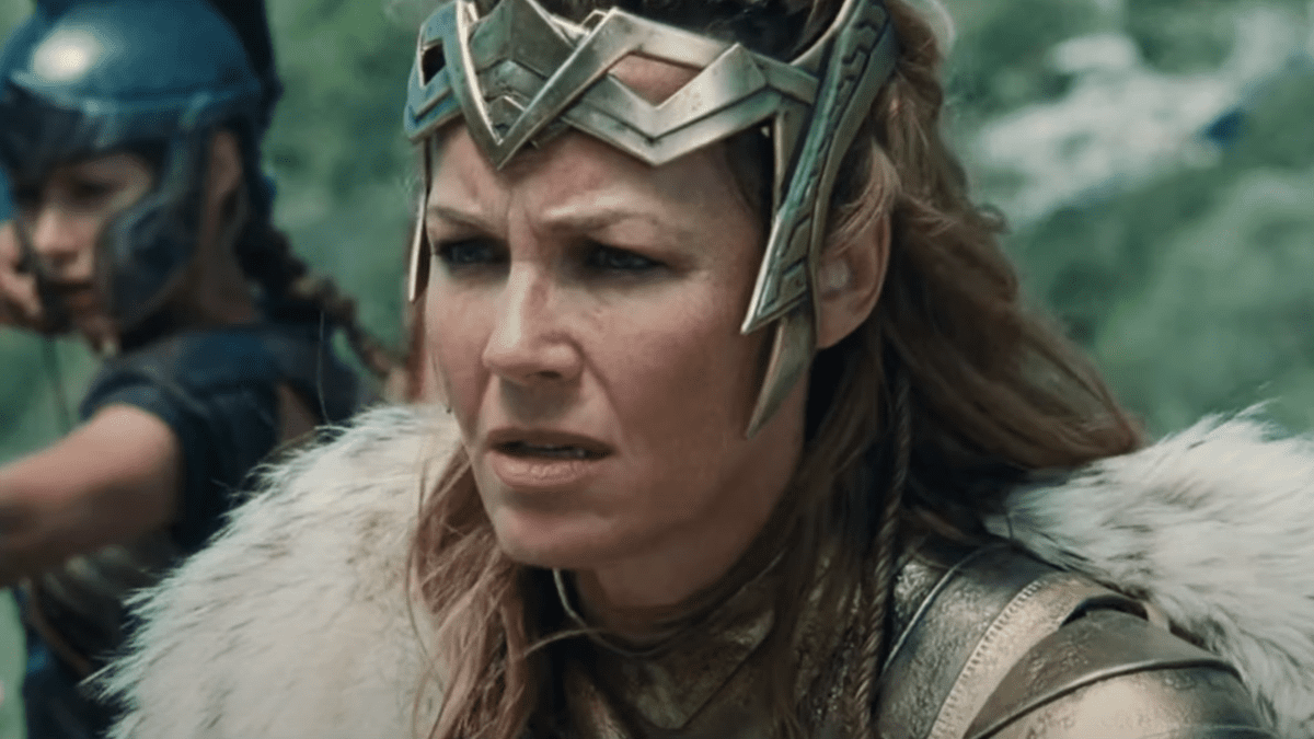 Connie Nielsen as Queen Hippolyta looking concerned in Wonder Woman 