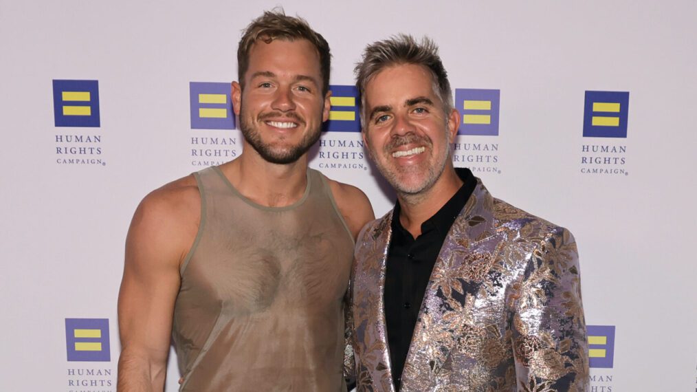 Colton Underwood and Jordan C. Brown attend the 2024 Human Rights Campaign dinner at Fairmont Century Plaza on March 23, 2024 in Los Angeles, California.