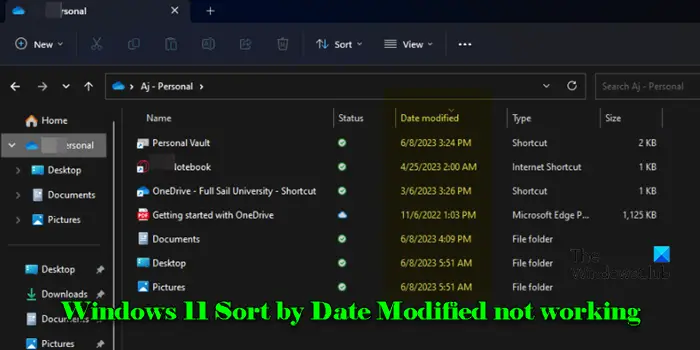 Windows 11 Trier par date de modification ne fonctionne pas [Fix]