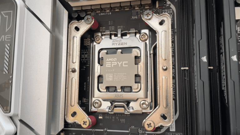 Test du processeur AMD EPYC 4124P : des performances de jeu dépassant les 60 FPS grâce à sa puissance quad-core.